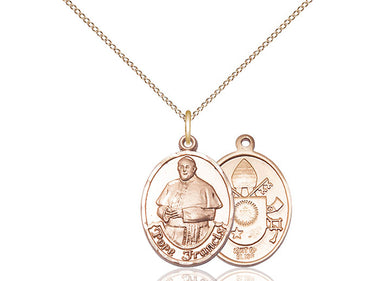 14kt gold filled Pope Francis oval pendant necklace 3/4 x 1/2 inches with 18 inch chain by Bliss