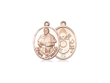 14kt Solid Gold Pope Francis Oval Medal 3/4 inch by 1/2 inch handcrafted by Bliss
