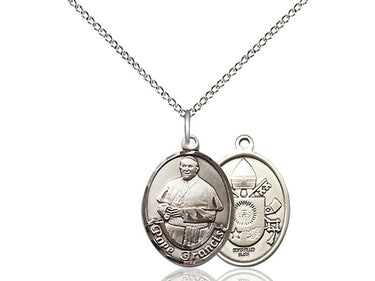Sterling Silver Pope Francis Oval Medal Necklace 3/4 x 1/2 with 18 inch Chain by Bliss Manufacturing