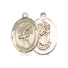 14kt solid gold medium St. Christopher Dance medal pendant 3/4 x 1/2 inches handcrafted by Bliss Manufacturing USA