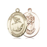 14kt Solid Gold St. Christopher Gymnastics Medal Pendant 3/4 x 1/2 inch by Bliss Manufacturing