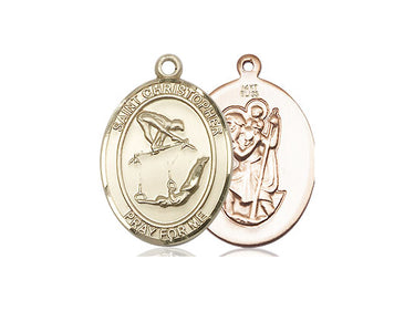 14kt Solid Gold St. Christopher Gymnastics Medal Pendant 3/4 x 1/2 inch by Bliss Manufacturing