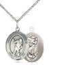 Sterling silver St. Christopher lacrosse medal necklace with 18 inch chain by Bliss Manufacturing