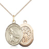 14kt gold filled St. Sebastian football medal necklace 3/4 x 1/2 with 18 inch chain by Bliss USA