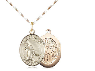 14kt gold filled St. Sebastian football medal necklace 3/4 x 1/2 with 18 inch chain by Bliss USA