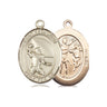 14kt solid gold St. Sebastian football medal pendant 3/4 x 1/2 handcrafted by Bliss Manufacturing USA