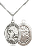 Sterling Silver St. Sebastian Football Medal Necklace 3/4 inch pendant 18 inch chain by Bliss