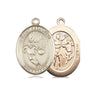 14kt solid gold St. Sebastian basketball medal pendant 3/4 x 1/2 inch handcrafted by Bliss Manufacturing USA