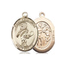 14kt Solid Gold St. Sebastian Tennis Medal Pendant 3/4 inch by 1/2 inch handcrafted by Bliss Manufacturing