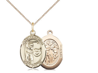14kt Gold Filled St. Sebastian Golf Medal Necklace 3/4 x 1/2 inch with 18 inch chain by Bliss