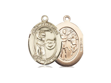 14kt Solid Gold St. Sebastian Golf Medal Pendant 3/4 x 1/2 inches handcrafted by Bliss Manufacturing