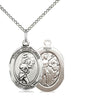 Sterling silver St. Sebastian softball medal necklace with 18 inch curb chain, handcrafted by Bliss