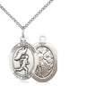 Sterling silver St. Sebastian Track and Field medal necklace 3/4 inch pendant on 18 inch curb chain handcrafted by Bliss