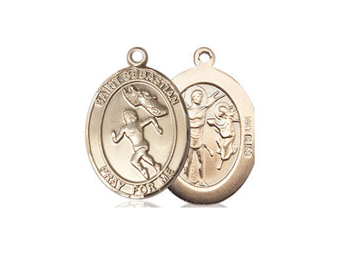 14kt solid gold St. Sebastian track and field medal pendant 3/4 inch by 1/2 inch handmade by Bliss