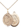 14kt Gold Filled St. Sebastian Gymnastics Medal Necklace 3/4 x 1/2 inch with 18 inch chain by Bliss