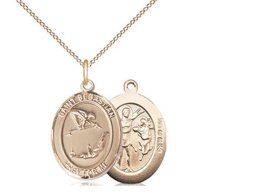 14kt Gold Filled St. Sebastian Gymnastics Medal Necklace 3/4 x 1/2 inch with 18 inch chain by Bliss