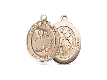 14kt Solid Gold St. Sebastian Gymnastics Medal Pendant 3/4 x 1/2 inch by Bliss Manufacturing