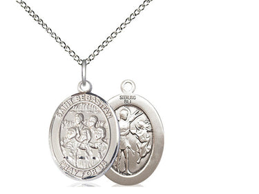 Sterling Silver St. Sebastian Patron Saint Medal Necklace 3/4 inch x 1/2 inch on 18 inch Chain by Bliss