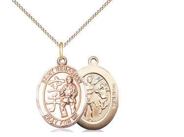 14kt Gold Filled St. Sebastian Karate Patron Saint Medal Necklace 3/4 x 1/2 inch with 18 inch Chain by Bliss