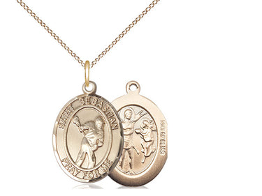 14kt Gold Filled St. Sebastian Lacrosse Medal Necklace 3/4 x 1/2 inches on 18 inch chain by Bliss