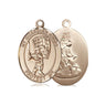 14kt solid gold Guardian Angel baseball medal pendant, 3/4 x 1/2 inches, handcrafted by Bliss Manufacturing