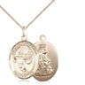 14kt gold filled Guardian Angel basketball medal necklace 3/4 x 1/2 inch with 18 inch chain by Bliss Manufacturing USA