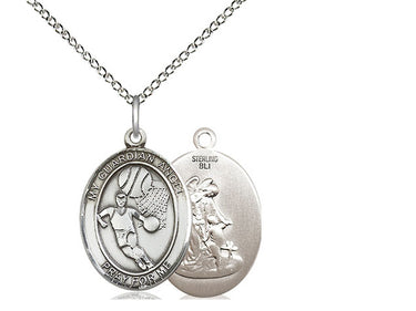 Sterling Silver Guardian Angel Basketball Pendant Necklace 3/4 x 1/2 inch on 18 inch chain handcrafted by Bliss