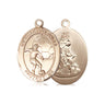14kt Solid Gold Guardian Angel Soccer Medal Pendant 3/4 x 1/2 inches handcrafted by Bliss