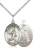 Sterling Silver Guardian Angel Track and Field Medal Necklace 3/4 inch by 1/2 inch on 18 inch chain by Bliss