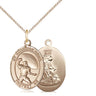 14kt Gold Filled Guardian Angel Track and Field medal necklace 3/4 inch by 1/2 inch on 18 inch curb chain by Bliss
