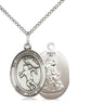 Sterling Silver Guardian Angel Track and Field medal necklace 3/4 inch by 1/2 inch on 18 inch curb chain by Bliss
