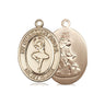 14kt Solid Gold Guardian Angel Dance Medal Pendant 3/4 x 1/2 inch by Bliss Manufacturing