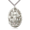 Sterling Silver Extra Large Immaculate Conception Medal Necklace 1 7/8 x 2 1/8 on 24 inch Chain by Bliss