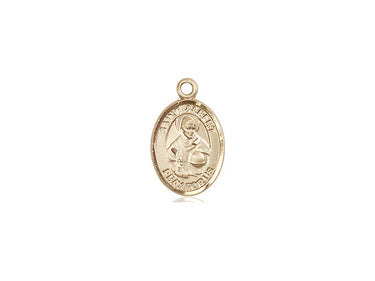 14kt solid gold St. Albert the Great patron saint medal pendant, small size 1/2 inch by 1/4 inch, handcrafted in USA by Bliss Manufacturing