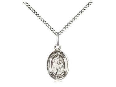 Sterling Silver St. Ann Patron Saint Medal Necklace, Small 1/2 x 1/4 inch, 18 inch Chain, Handcrafted by Bliss