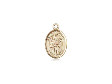 Small 14kt solid gold St. Agatha patron saint medal pendant handcrafted by Bliss USA