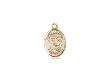 Small 14kt solid gold St. Anthony of Padua medal pendant, 1/2 inch by 1/4 inch, handmade in USA by Bliss