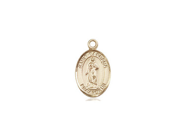 14kt solid gold St. Barbara patron saint medal pendant, small 1/2 x 1/4 inch, handcrafted by Bliss Manufacturing USA