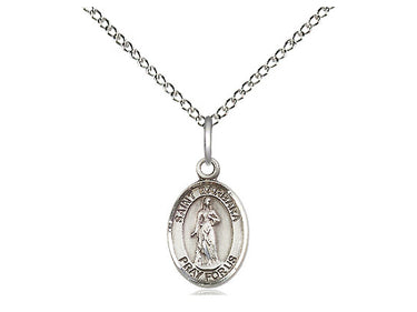 Sterling Silver St. Barbara Medal Necklace Small 1/2 x 1/4 inch 18 Inch Chain Handcrafted USA by Bliss