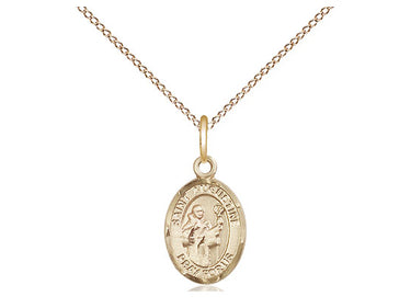 14kt Gold Filled Small St. Augustine Patron Saint Medal Necklace 1/2 x 1/4 with 18 Inch Chain by Bliss