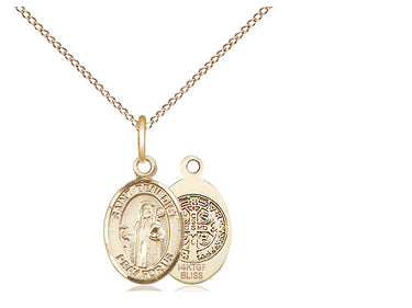 14kt Gold Filled St. Benedict patron saint medal necklace with 18 inch chain, small 1/2 inch pendant, handcrafted by Bliss