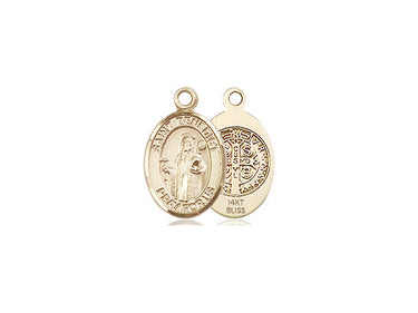 Small 14kt Solid Gold St. Benedict Catholic Medal Pendant 1/2 x 1/4 inch by Bliss USA