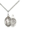 Sterling Silver St. Benedict patron saint medal necklace with 18 inch chain, small 1/2 inch pendant, handcrafted by Bliss