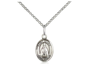 Sterling Silver Small St. Blaise Patron Saint Medal Necklace 1/2 x 1/4 inch with 18 inch Chain by Bliss
