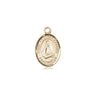 14kt solid gold small St. Frances Cabrini patron saint medal pendant, half inch by quarter inch, handcrafted in USA by Bliss Manufacturing