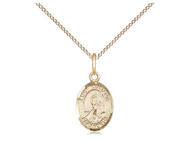 Small 14kt gold filled St. Benjamin patron saint medal necklace with 18 inch chain by Bliss Manufacturing