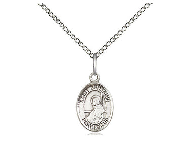 Small sterling silver St. Benjamin patron saint medal necklace with 18 inch curb chain by Bliss Manufacturing USA