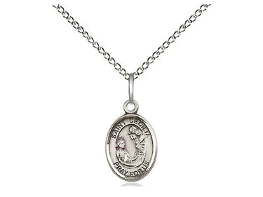 Small sterling silver St. Cecilia patron saint medal necklace 18 inch chain by Bliss Manufacturing