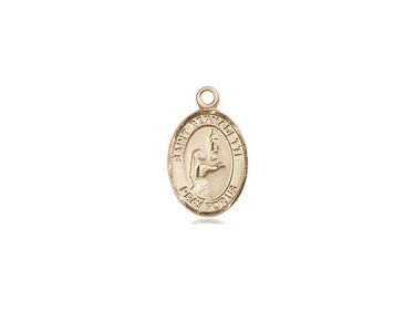 14kt solid gold St. Bernadette patron saint medal pendant, 1/2 x 1/4 inches, handcrafted in USA by Bliss Manufacturing