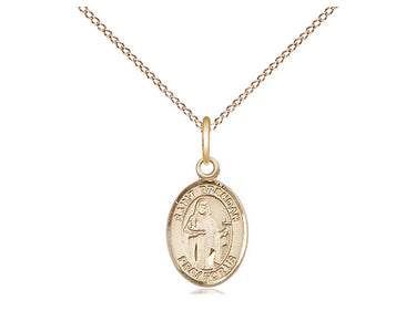 Small 14kt Gold Filled St. Brendan the Navigator Patron Saint Medal Necklace 1/2 x 1/4 inch on 18 inch Chain by Bliss